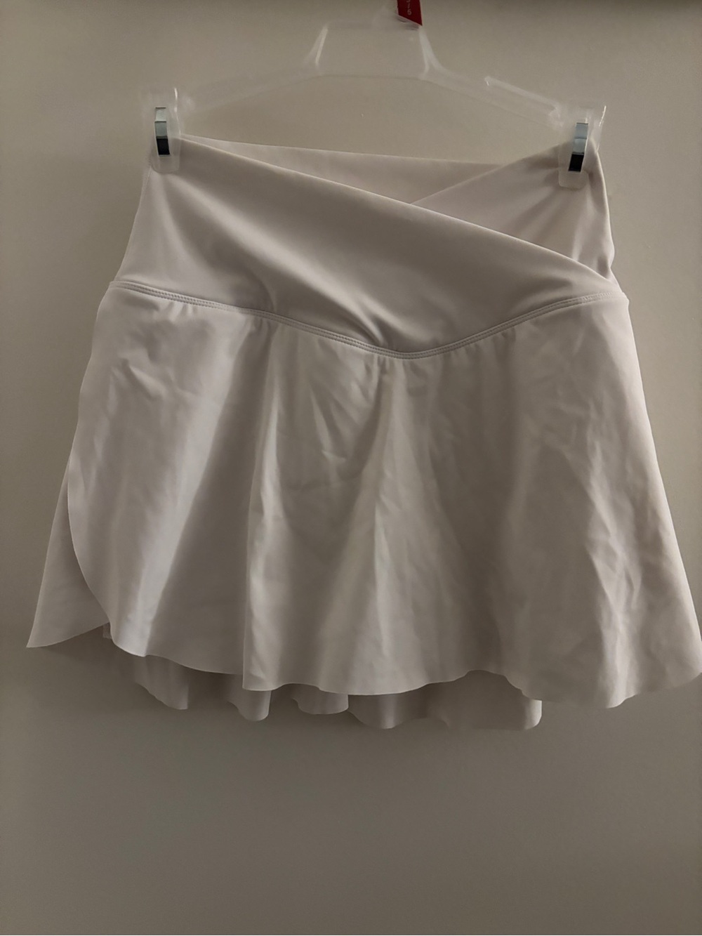 HALARA White Crossover Waist Flared Mini Skirt With Built-in Shorts Under